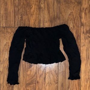 Long sleeve off the shoulder ruched top